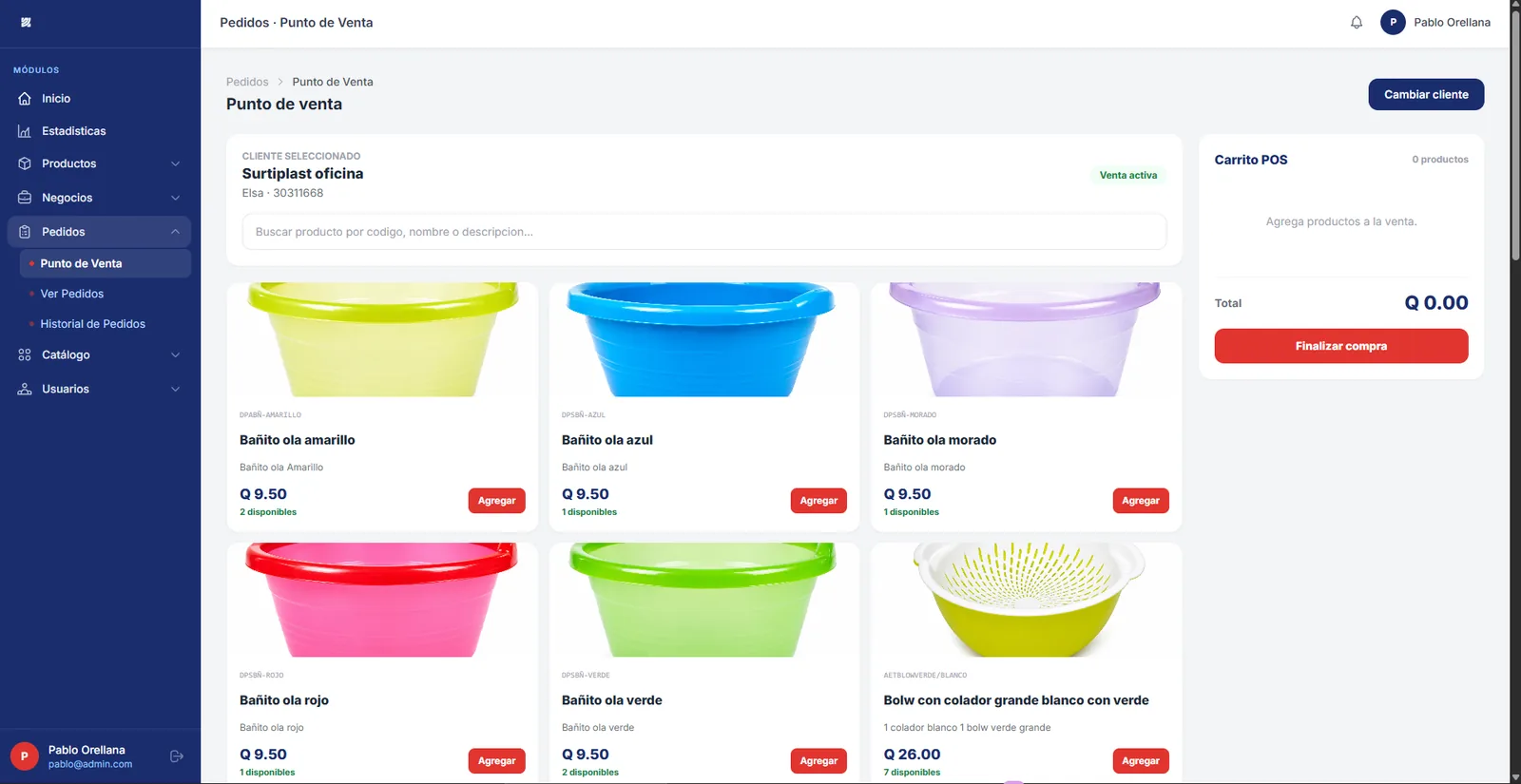Custom point of sale system built for Surtiplast
